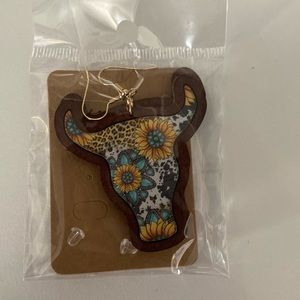 Sunflower Cowhead Dangle Earrings